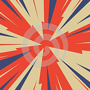 Vintage red and blue radial lines background