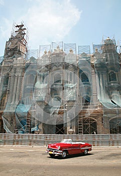 Vintage red car in Havana