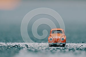 Vintage red car toy model for kids
