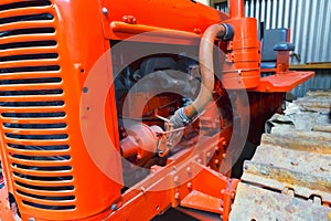 Vintage red crawler tractor in Winton New Zealand