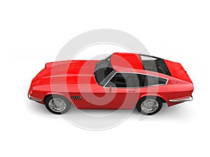 Vintage red fast car - top down side view