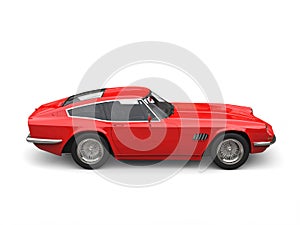 Vintage red fast car - top side view