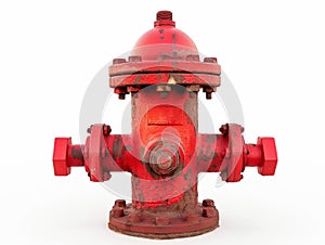 Vintage Red Fire Hydrant Isolated on White