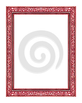 Vintage red frame isolated on white background , clipping path