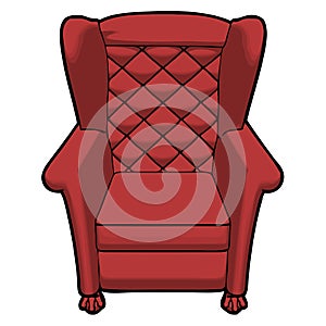 Vintage red leather armchair view front