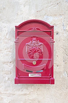 Vintage red metal mail box