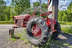 Vintage red Old Tractor