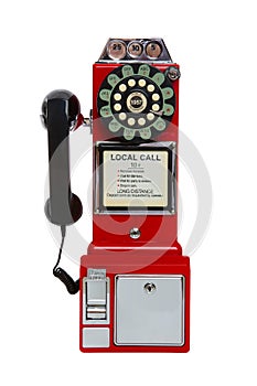 Vintage Red Pay Phone