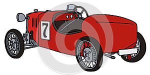 The vintage red racecar