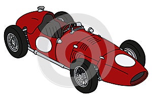 The vintage red racecar