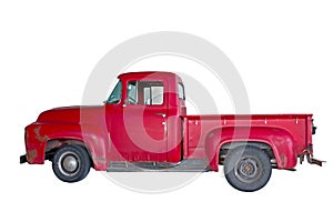 Vintage Red Truck With Clipping Path