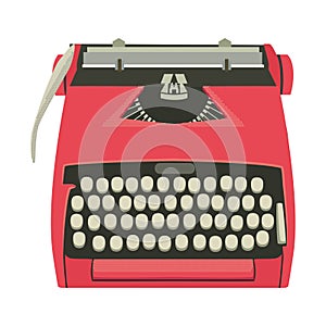 Vintage Red Typewriter Vector Illustration