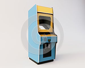 A vintage red unbranded arcade machine