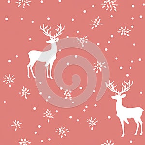 Vintage red and white reindeer seamless pattern solid pastel colors vector illustration