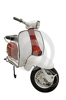 Vintage red and white scooter (path included)