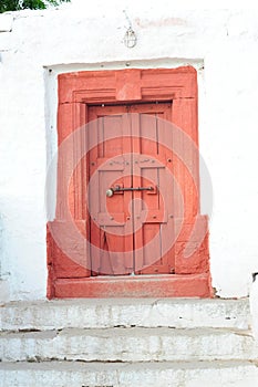 Vintage red and wooden door