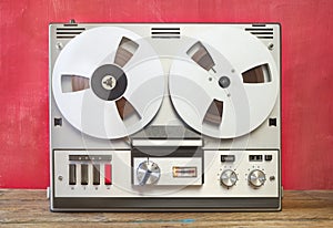 Vintage reel to reel tape recorder, nostalgic audio gear