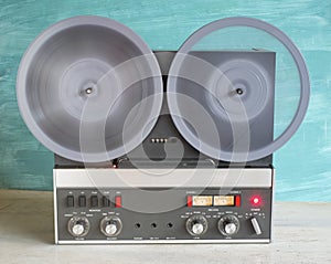 Vintage reel to reel tape recorder, open reel audio recorder. Vintage audio gear