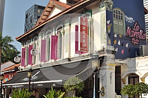 Vintage restaurant building near Malay Heritage Center Singapore