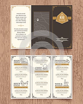 Vintage Restaurant menu design pamphlet template