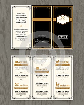 Vintage Restaurant menu design pamphlet template