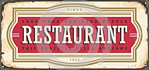 Vintage restaurant sign with red and gold ornaments