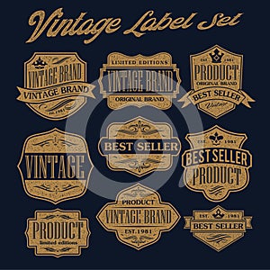 vintage and retro badge Label design collection grunt stamp Design Vintage vector Illustration  Set 38