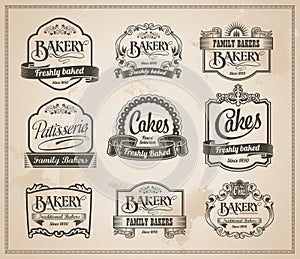 Vintage Retro Bakery Label Set