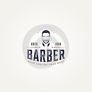 Vintage retro barbershop typography logo template vector illustration design. classic hairdressing salon logo concept