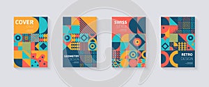 Vintage retro bauhaus design vector covers set