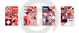 Vintage retro bauhaus design vector covers set