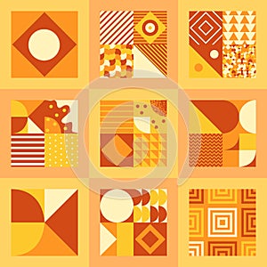 Vintage retro bauhaus design vector covers set.