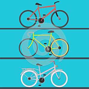 Vintage retro bicycle and style antique sport old fashion grunge flat pedal ride riding bike transport illustration.