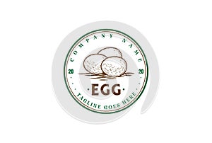 Vintage Retro Bird Chicken Egg Badge Emblem Label Stamp for Farm Product Logo Design Vector