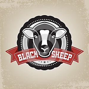 Vintage Retro Black Sheep Emblem