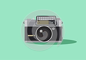 Vintage and retro camera, flat style, colorful, analogue or classic film camera vector icon for info graphics, websites, mobile