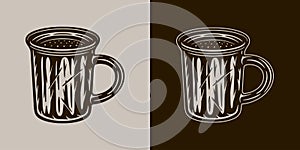 Vintage retro camping adventure travel outdoor element. Metal mug cup. Can be used for emblem, logo, badge, label. mark, poster or