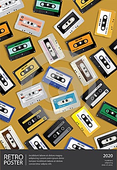 Vintage Retro Cassette Tape Poster Design Template