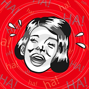 Vintage Retro Clipart: woman having fun and laughing