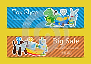 Vintage retro clockwork toy robot baby shop concept vector illustration. Antique key machine robotic childhood plaything