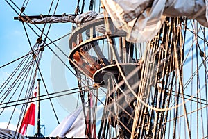 Vintage and retro details of old sailing boats during a Sail eve