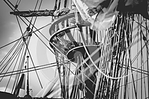 Vintage and retro details of old sailing boats during a Sail eve