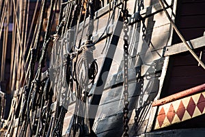 Vintage and retro details of old sailing boats during a Sail eve