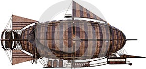 Vintage Steampunk Dirigible Airship, Isolated