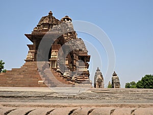 Vintage retro effect filtered hipster style image of famous indian Madhya Pradesh tourist landmark - Kandariya Mahadev Temple,