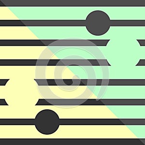 Vintage retro geometric pattern vector background design art with circles and horizontal stripes pastel yellow green grey colors