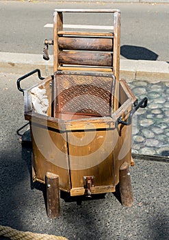 Vintage retro hand-operated wooden washing machine