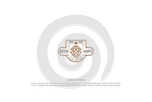 Vintage Retro Hop Beer Brewery Label Logo Design Vector