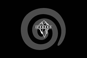 Vintage Retro Ice Mountain or Iceberg with Ocean Logo Design