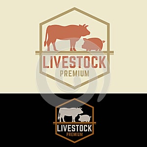 Vintage retro Livestock farm flat design modern logo illustration. vector logo template isolated on white background